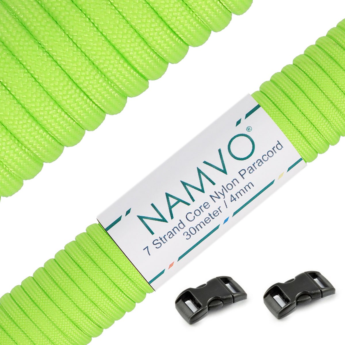 Namvo 550 Paracord Mil Spec Type III 7 strand parachute cord Total Length 100ft / 30 Meters, Green
