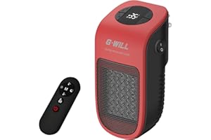 G-WILL Smart Plug in Heater 600W (Red) - 3¢/hr Running Cost, Wake-up Timer, Cuts 75% Energy, Ceramic Mini Portable Electric S