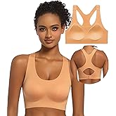 PRETTYWELL Racerback Sports Bras Non Removable Padded, Wirefree Seamless Comfort Sports Bra for Women, Molded Cup Everyday Bra
