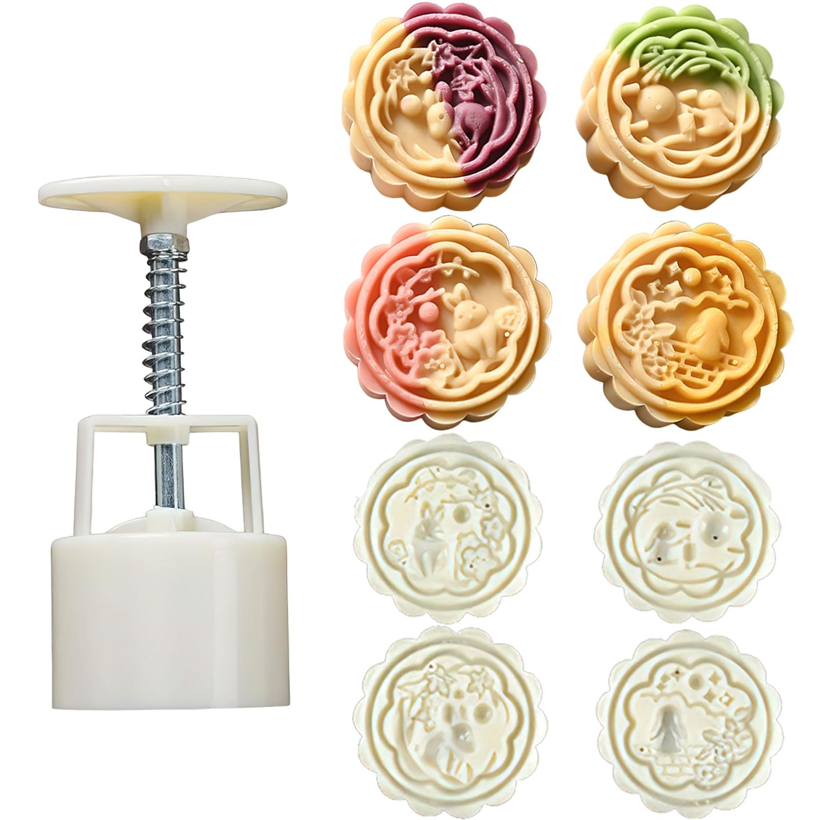 AUOCATTAIL Moon Cake Mold Set 4pcs 50g Cookie