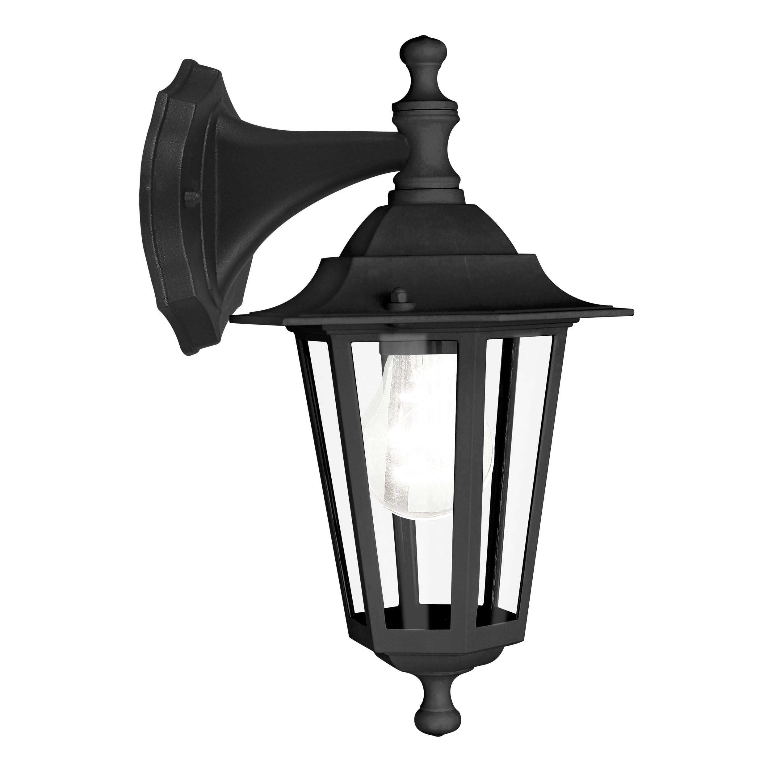EGLO Laterna 4 outdoor wall light, 1-flame outdoor light, wall lamp made of aluminium cast and glass, Colour: Black, Socket: E27, IP44