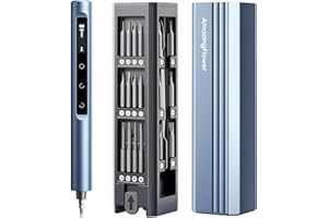 AMAZING FLOWER Mini Electric Screwdriver Cordless Set 3.7V, 42-in 1 Magnetic Bits Screwdriver Set with 5 Torque Settings, Demagnetizer/Magnetizer, LCD Display, LED Lights,Repair Tool Kit For Laptop/Phone/Camera/Toys