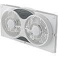 Comfort Zone CZ310R 3-Speed 3-Function Expandable Reversible Twin Window Fan with Remote Control, Removable Cover