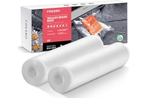 FRESKO Vacuum Sealer Bags Rolls 2 Packs 11" x 20', Commercial Grade Seal a Meal Bags for Storage Food and Sous Vide, BPA Free, Heavy Duty Customized Size Freezer Bags for Vacuum Sealer