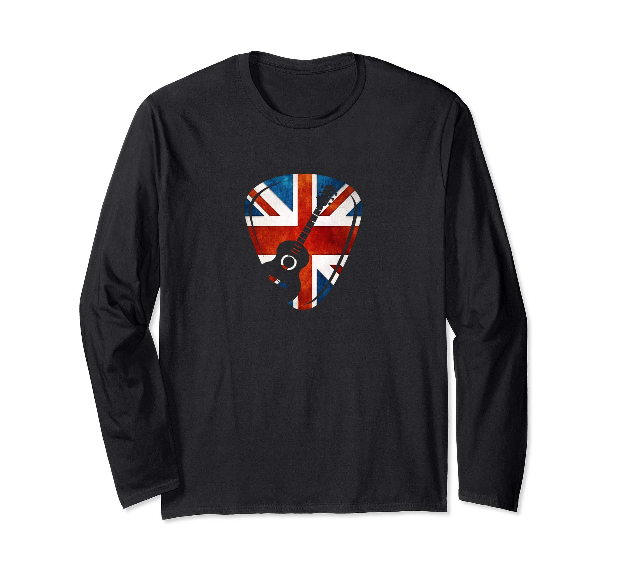 UK England Acoustic Guitar Pick graphic Guitarist Music Long Sleeve T-Shirt