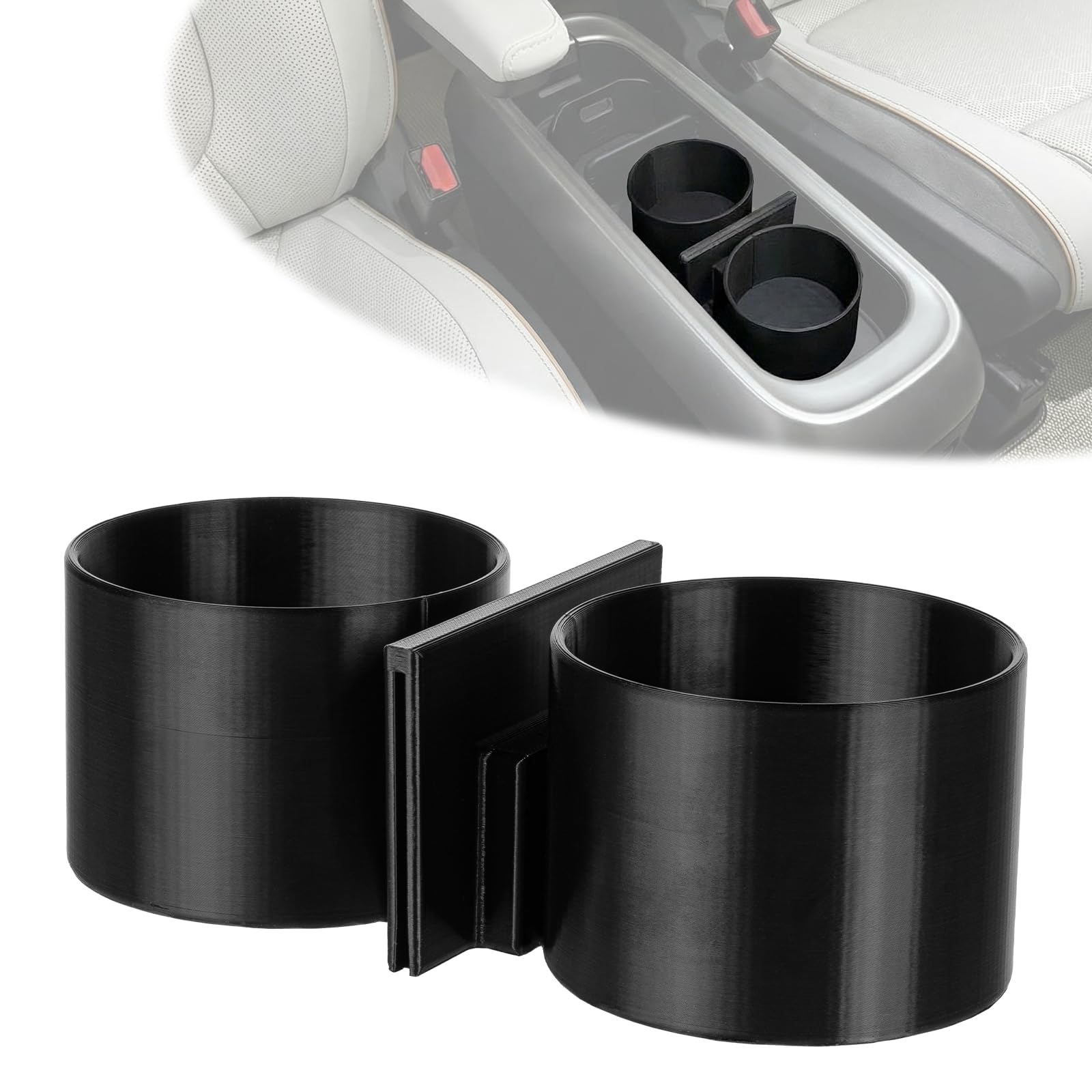 Photo 1 of ?Dual Cup Holder Insert - 84mm Diameter Compatible with Center Console Box, Holds 2 Cups or Water Bottles