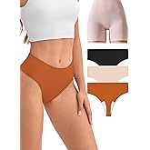 BEENIUBEE Camel Proof Thongs for Women High Waisted Seamless Underwear,No Show Ladies Panties, Concealer GString 3Pack