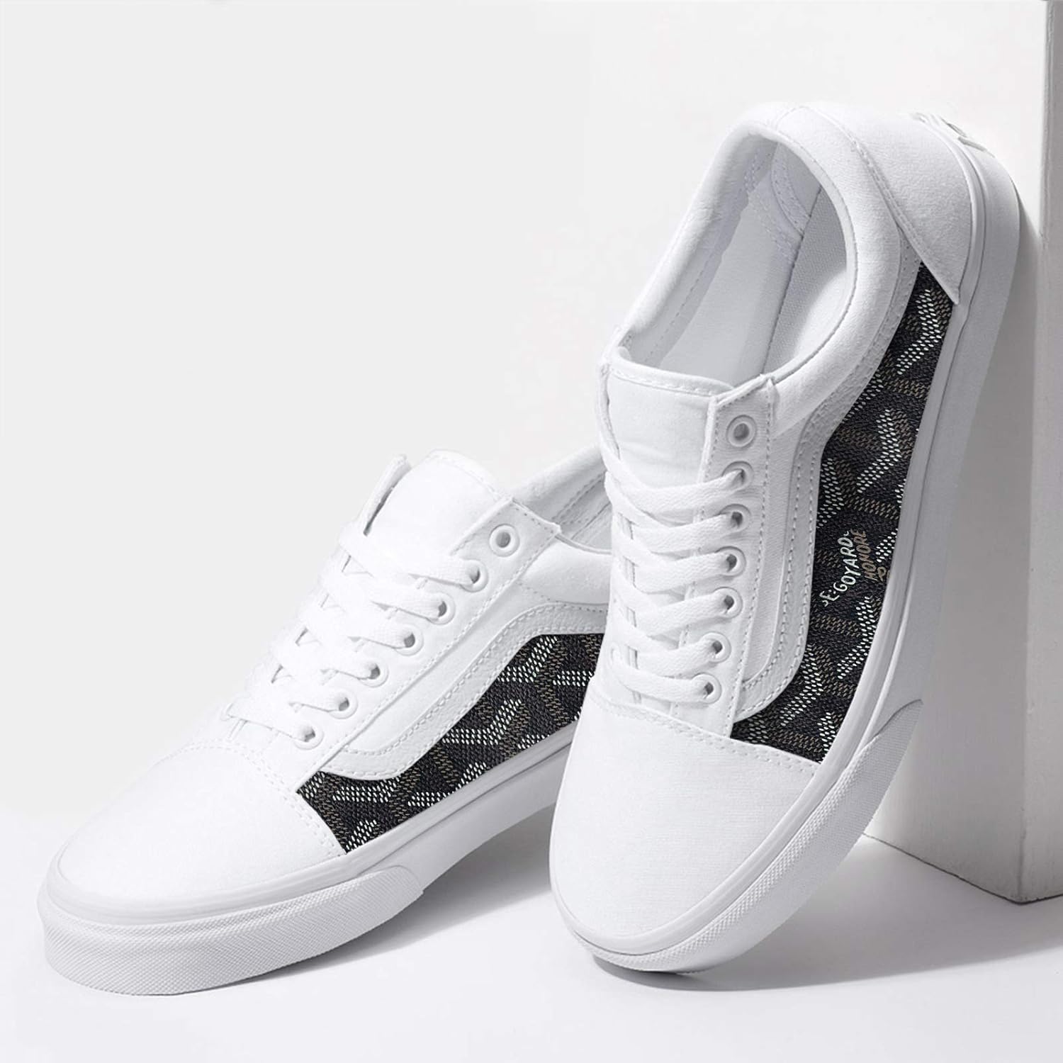 old skool black and white shoes