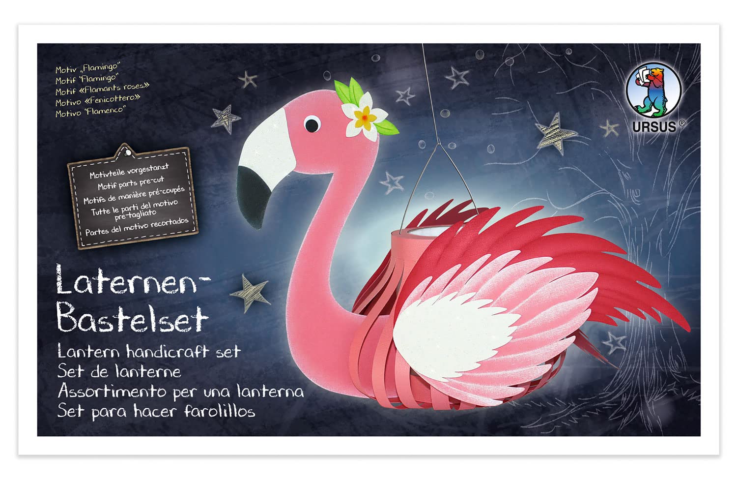 Ursus 18720008 Lantern Craft Set, Flamingo, Set for Making a Lantern, for Children, Includes Craft Instructions (English language not guaranteed), Ideal for the Next Lantern Run