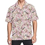 visesunny Hawaiian Shirt for Men Spring Bird The