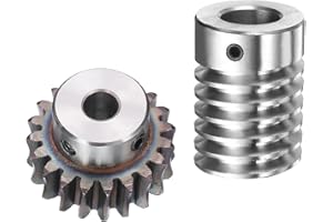 uxcell #45 Steel Worm Gear Set 20T 1.5 Module 20:1 Reduction Rate, Right Rotation Drive Gear Box Wheel Reduce Transmission Part (Gear-8mm Bore 33 mm OD, Rod 15mm Bore)