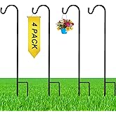 Yetene 4 Pcs 24 Inch Shepherds Hook for Outdoor Adjustable Bird Feeder Pole Metal Steel Shepard Hooks for Hummingbird Stand Feeder Pole for Garden Plant, Lantern, Hanging Wedding Decor