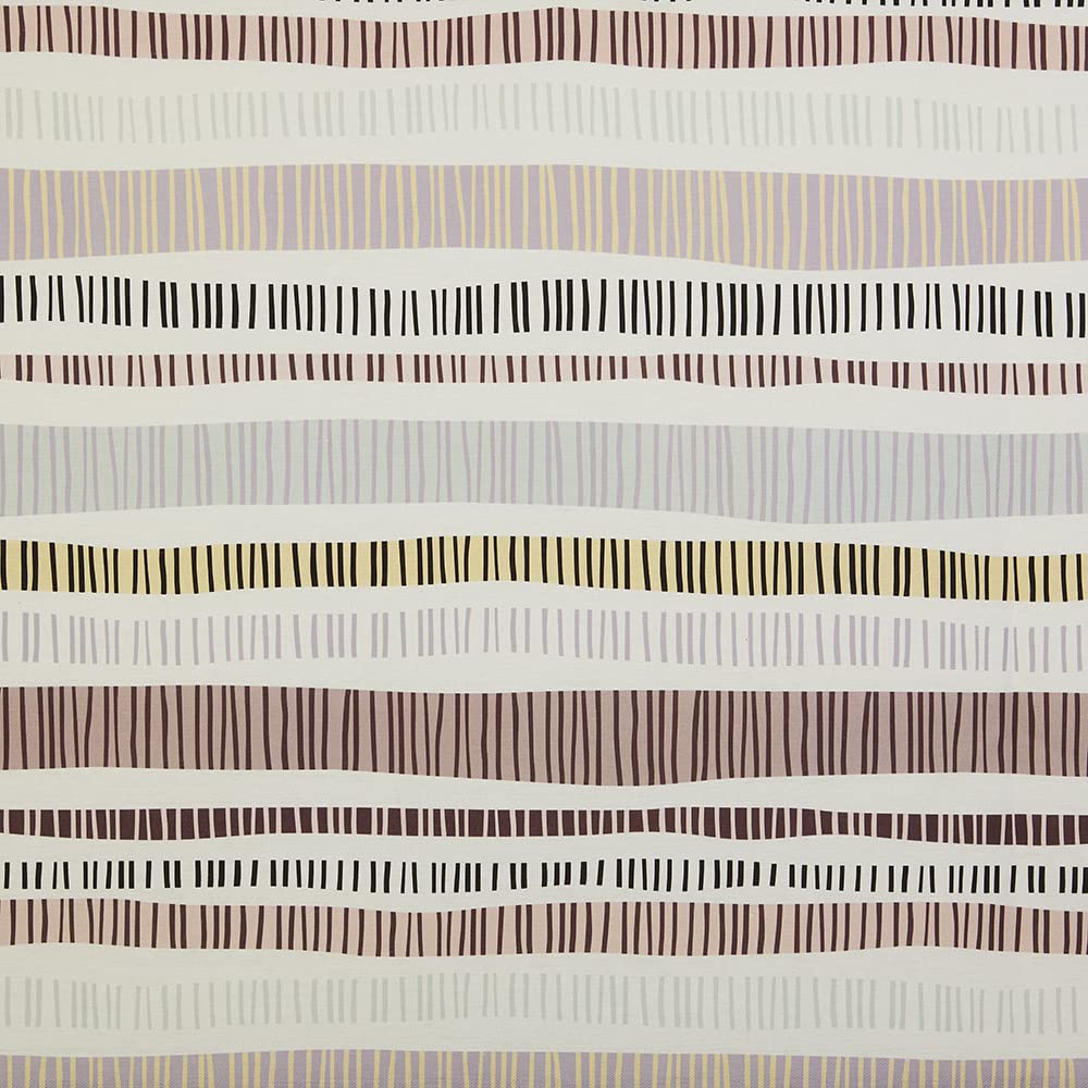 Kt KILOtela - Digital Printed Canvas Fabric, Upholstery, Cushions, Curtains, Half Panama Cotton, 100 cm Length x 280 cm Width, Geometric, Nuria, Stripes, Pink, Lilac ─ 1 m