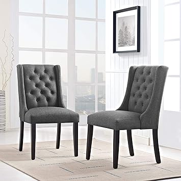 Modway Baronet Tufted Polsterstoff Parsons Kuche Und Esszimmer Modern Two Dining Chair Grau Amazon De Kuche Haushalt