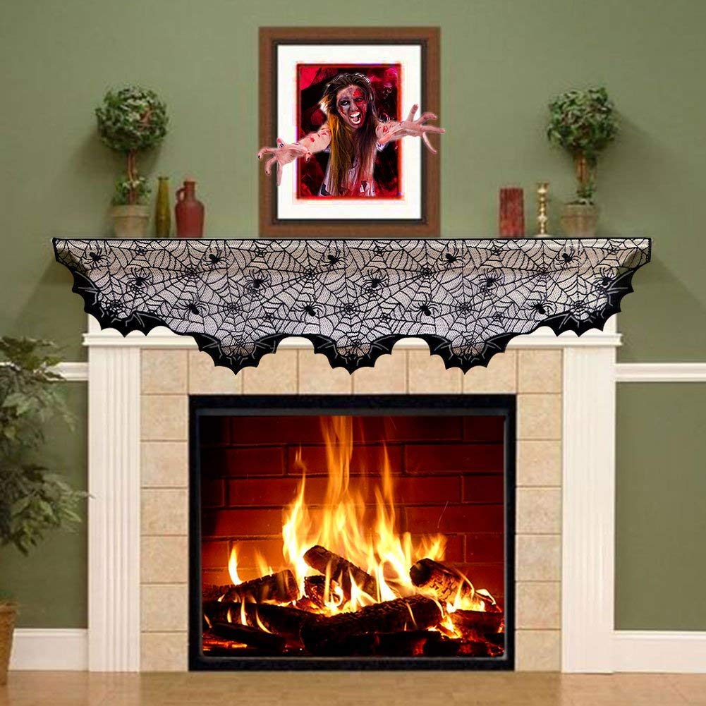 Best Spider Web Lace Tablecloth Indoor Bar Decor Table Cover Black