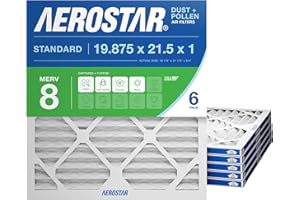 Aerostar 19.875x21.5x1 MERV 8 Air Filter, 6 Count, ACTUAL SIZE (19.875 x 21.50 x 0.75), HVAC, Air Conditioning & Furnace Filter Captures Dust, Lint & Pollen (MPR 600 / FPR 5), Made in USA