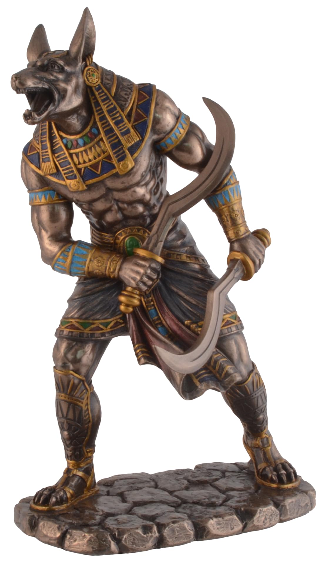 VOGLER Joh. Vogler GmbH Anubis Egyptian God of the Dead with Sickle Swords, Hand Bronzed/Coloured, by Veronese