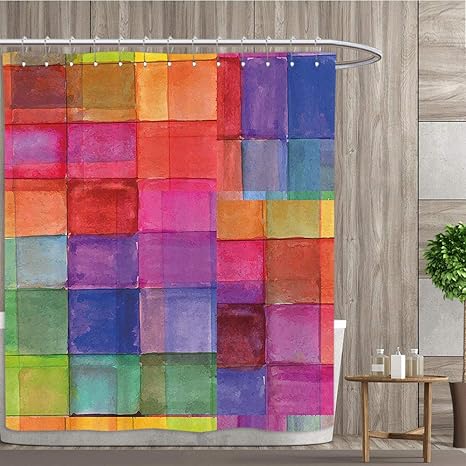 Amazon Luvolux 70年代 パーティーデコレーション シャワーカーテン アフリカ系アメリカ人女性 ディスコで踊る ファンキーなファッション スマイリングフェイス ファブリック バスルーム装飾セット フック付き マルチカラー 63 W X 72 L