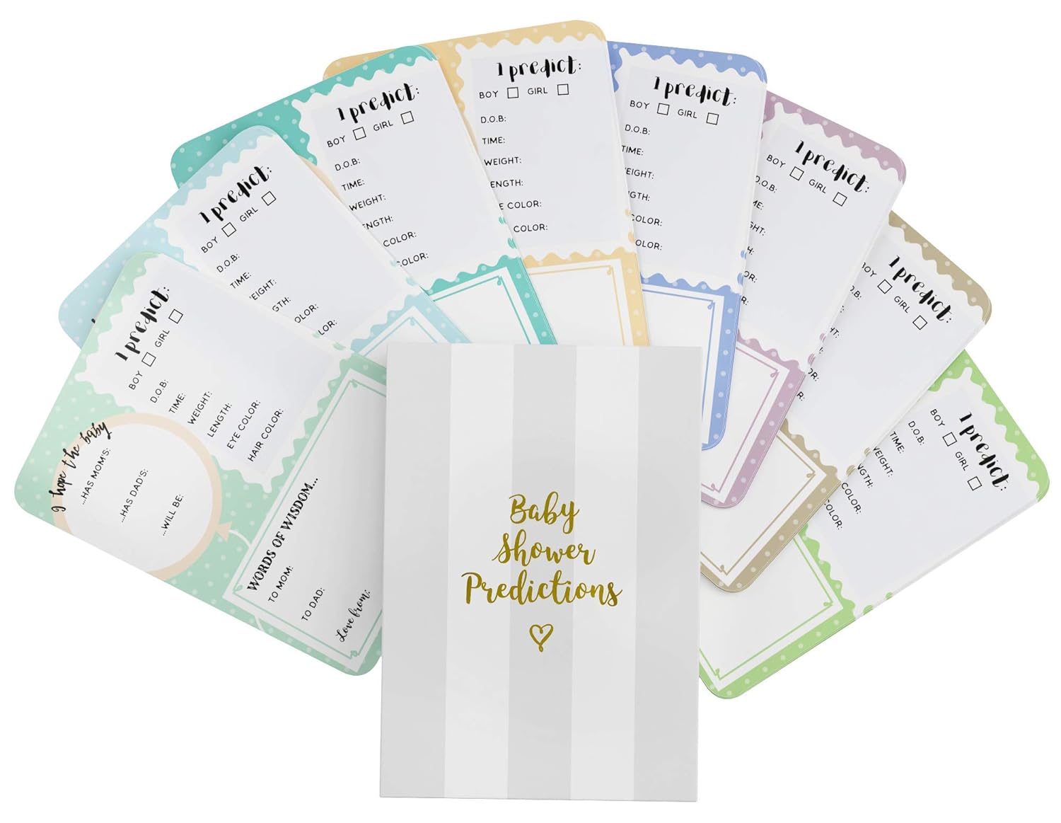 Amazon Com New Baby Shower Prediction Advice Cards 50 Pack With