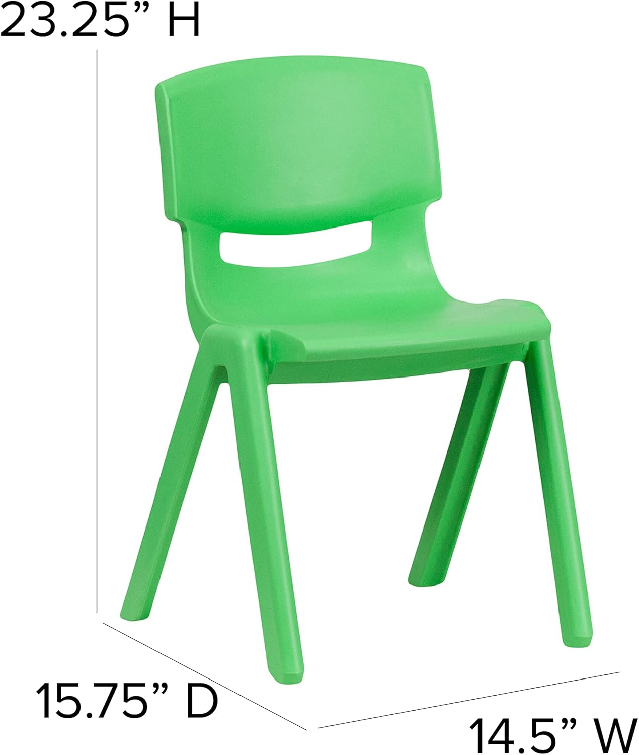 Flash Furniture 4 Pack Green Plastic Stackable School Chair with 13.25'' Seat Height: Furniture & Decor