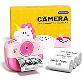 Instant Print Camera, Thermal Mini Photo Printer, Bluetooth Portable Instant Digital Camera, Cool Idea Gift for Birthday, Thermal Piture Instant Print Camera for Phone & Tablet