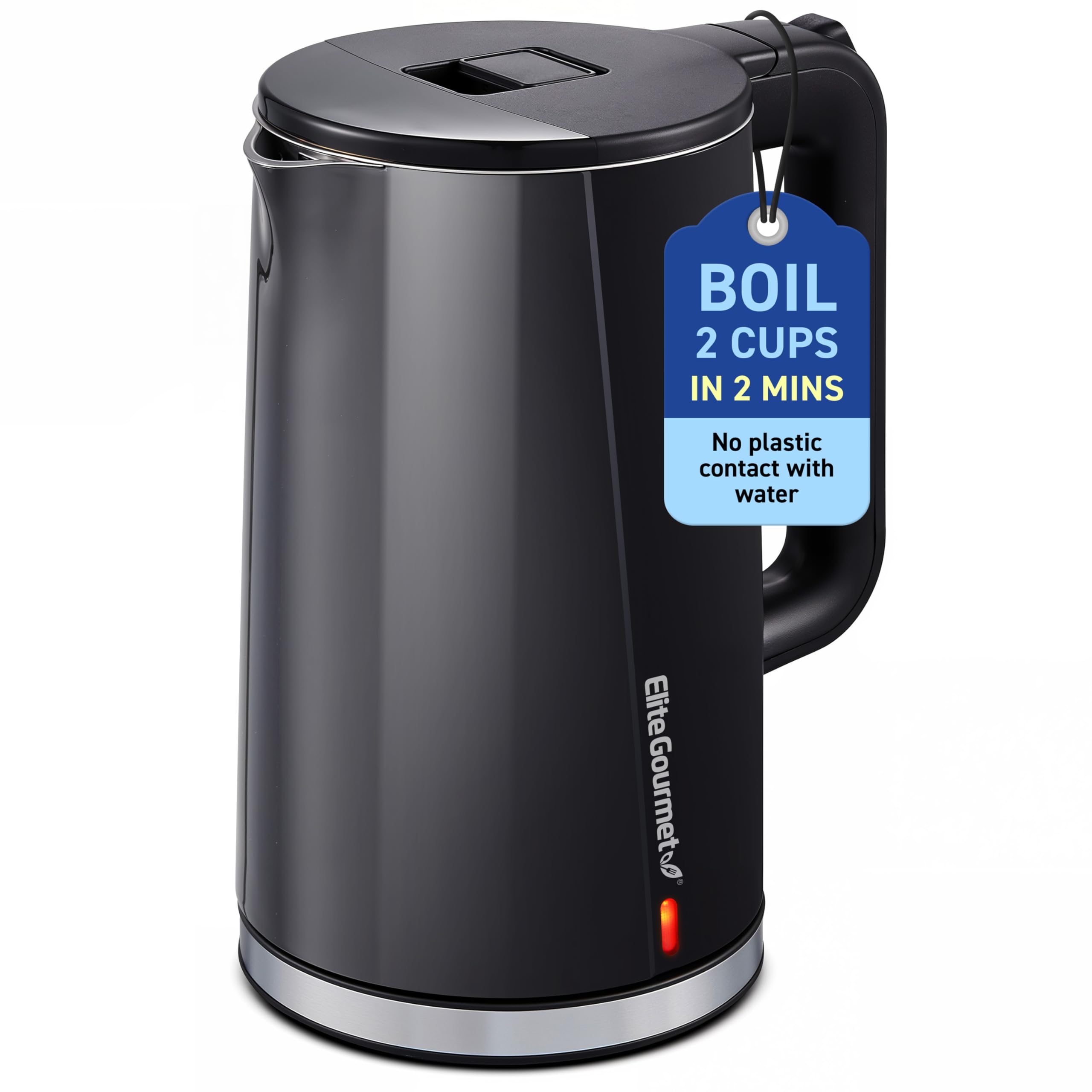 Photo 1 of Elite Gourmet 1.7L Cool-Touch 1500W Fast Boil Electric Kettle, Fully Stainless Steel Lid & Interior BPA Free, Double Wall, Auto Shut-Off, Black
