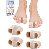 PGRODE 4PC Bunion Toe Separators Spacers Corrector with 2 Loops for Women Men Hammer Overlapping Hammer Big Toe Straightener (Large)