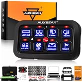 Auxbeam 8 Gang Switch Panel BA80, Universal Circuit Control Relay System | Automatic Dimmable, On-Off LED Switch Control Panel for Car Pickup Truck UTV ATV Boat, IP65 Waterproof, 3-Year Warranty