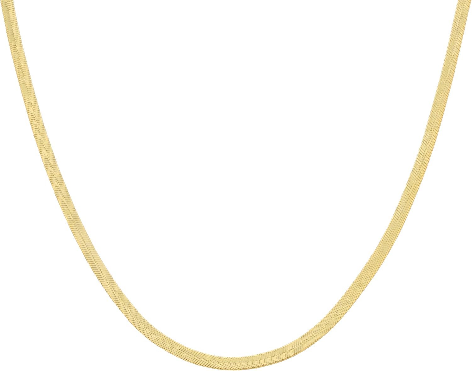 3mm Herringbone Necklace 18k Gold Plated for Women Gold