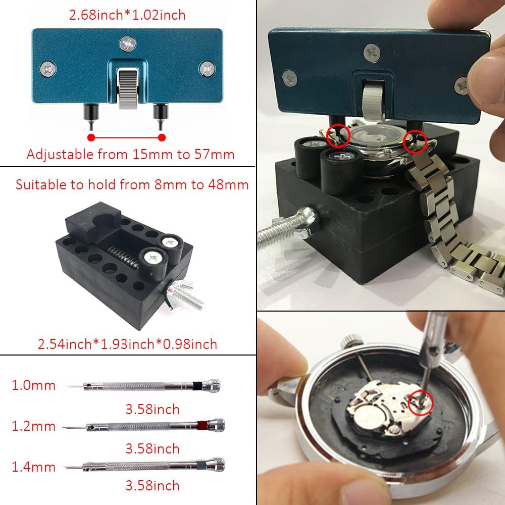 HAOBAIMEI 168 PCS Watch Repair Tool Kit, Case Opener Spring Bar Watch Band Link Tool Set With Carrying Bag, Replace Watch Battery Helper Multifunctional Tools With User Manual For Beginner: Home Improvement