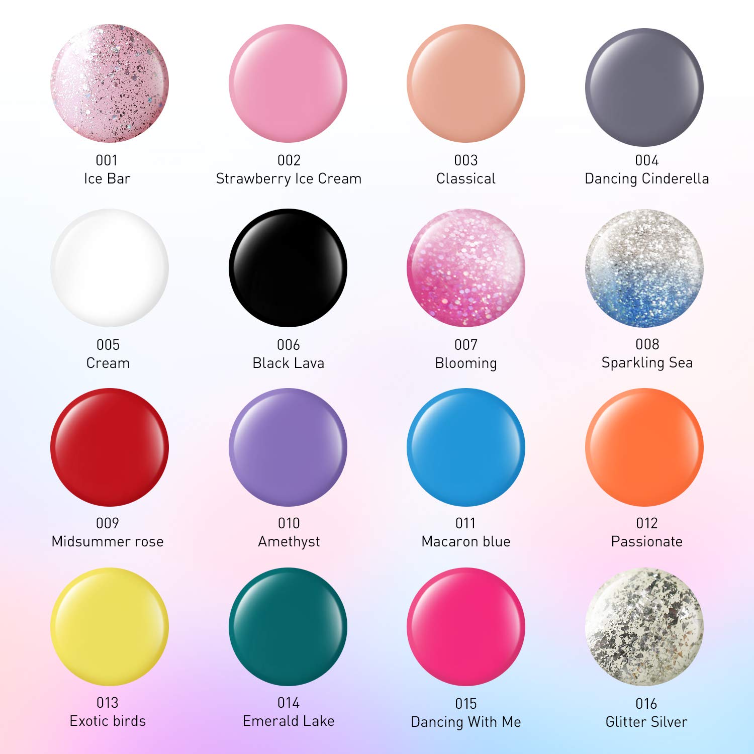 Modelones Gel Nail Polish, 16 PCS 6 ML Summer Yellow Green White Blue Red Color Change Gel Nail Polish Set, with 2 PCS 10ml No Wipe Gel Top and Base Coat, Soak Off Gel Polish Starter Kit for Home Use : Beauty