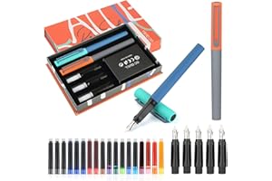 GC QUILL Calligraphy Fountain Pen Set - 5 Different Nibs and 18 Ink Cartridges, Calligraphy Set for Beginners - MU-20