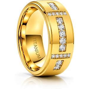 Lightweight ASTM F136 Titanium Mens Wedding Band, Moissanite Ring, VVS1.D | 0.4CTW Mens Engagement Ring, Comfort Fit 14K Gold