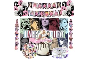 ELEFOCUS Taylor Singer Party Supplies Decorations for Taylor Fans Party Favor Birthday Banner, Taylor Balloon Set, Taylor Birthday Cake Toppers, Cupcake Toppers (88p)