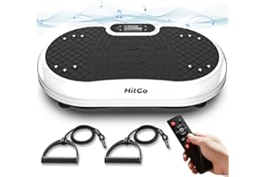 HitGo Vibration Plate Exercise Machine – Whole Body Vibration Platform with Bluetooth Speakers, Remote Control & Resistance Bands for Weight Loss, Shaping, and Lymphatic Drainage