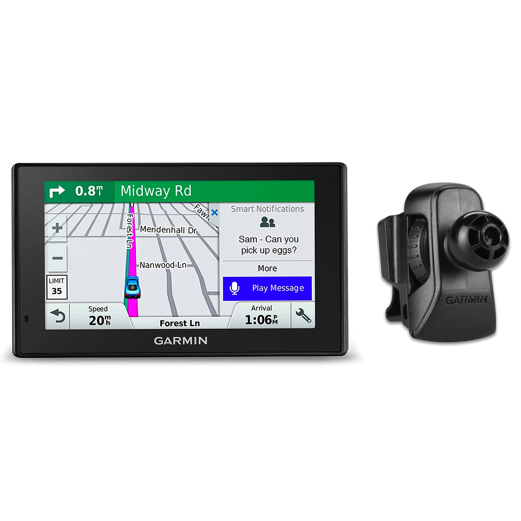 Garmin DriveSmart 51 NA LMT-S Vent Mount Bundle (010-01680-02) with Lifetime Maps/Traffic, Live Parking, Bluetooth,WiFi, Smart Notifications, Voice Activation, Driver Alerts