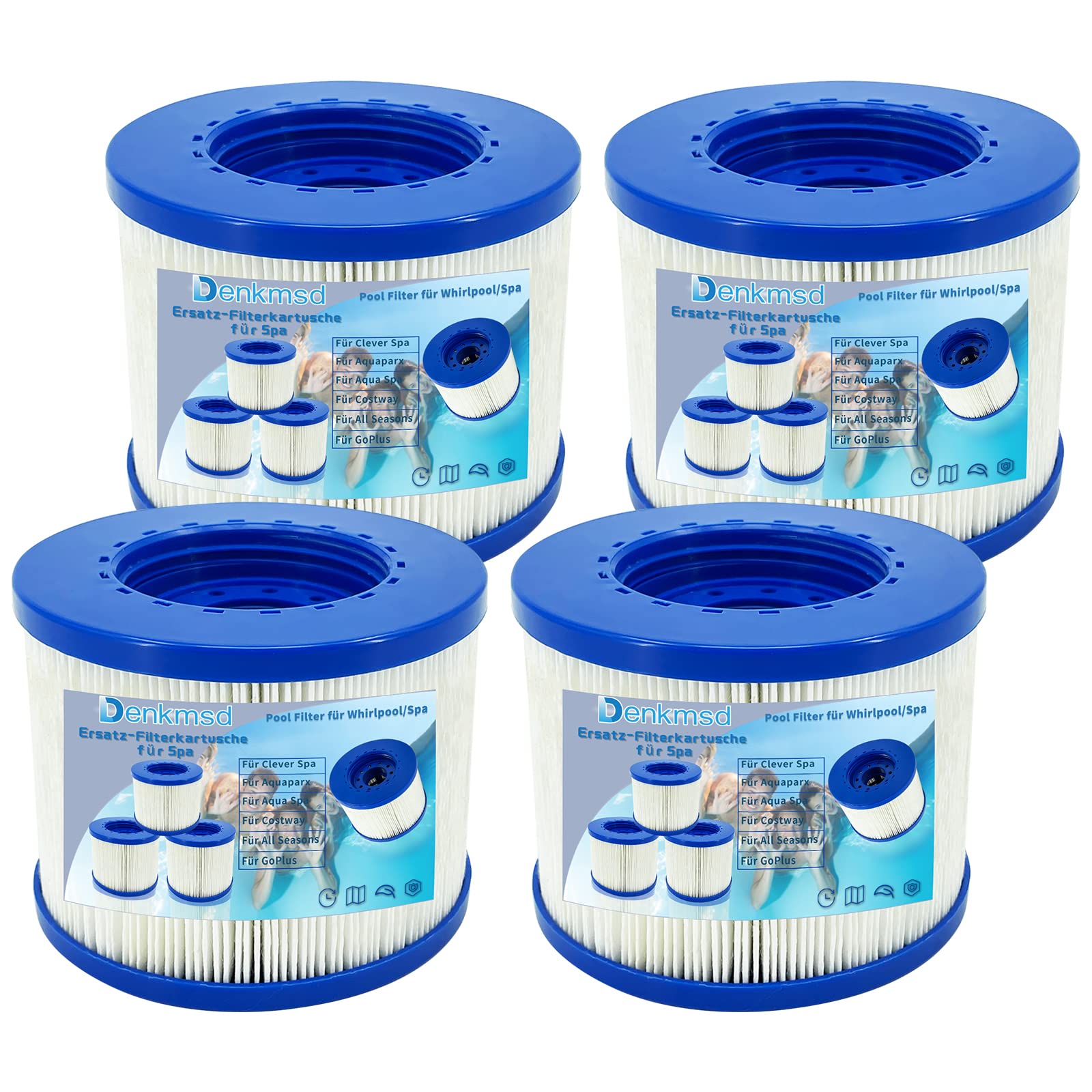Replacement filter cartridge for spa, pool filter for spa, for clever spa, for aquaparx, for aqua spa, for Costyway, for all seasons, for Goplus, for Wido and others (4 Pcs)