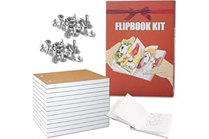 PFTJUJUDAN Flip Book Kit with LED Light Pad,Includes A5 LED Light Board&720 Sheets Flipbook&Binding Screws,Flipbook Paper with Pre-drilled Holes for Drawing and Tracing (Paper Only)
