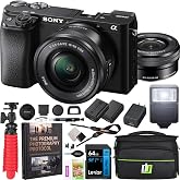 Sony Alpha a6100 Mirrorless Camera with 16-50mm OSS Lens, 24.2MP APS-C Sensor, 4K Video, Fast Autofocus, Bundle with Extra Battery, Flash, Deco Gear Camera Bag &amp; Accessories