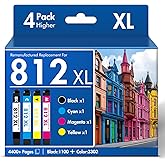 Remanufactured for 812XL Ink Cartridges Combo Pack for 812 for Epson WF7840 | Compatible for 812 for Epson Workforce Pro WF-7840 WF-7820 WF 7820 7840 7310 WF7820 EC-C7000 Printer - 4 Pack (BK/C/M/Y)