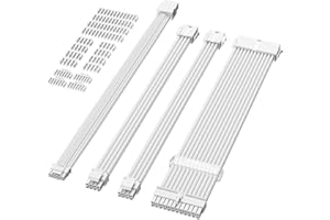 Sirlyr White PSU Extension Cable Kit, Flexible Braided Sleeved Cables, 34cm 12VHPWR 16-Pin Pcie 5.0 GPU Extension, 24-Pin ATX