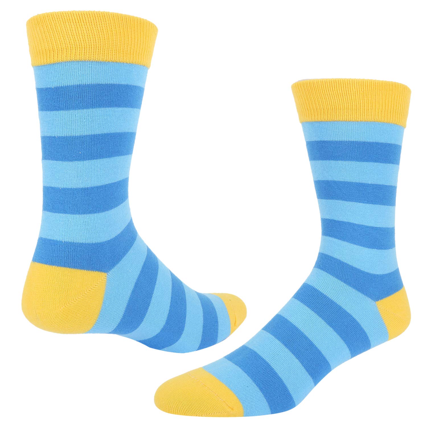 Happypop 5 Pair Mens Designer Striped Socks Cotton Rich Colorful Patterned Casual Dress Socks