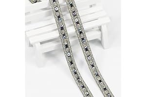 VOOMOLOVE Length10 Yards，Wide 10mm/0.39 inch Gray Sequin Ribbon Trim,for Sewing DIY Crafts Costume Home Decorative (Gray)