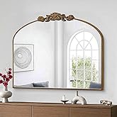 GA Home Vintage Gold Entryway Mirrors for Wall, 36"x29" Traditional Antique Baroque Mirror Decorative, Ornate Arched Mirror f