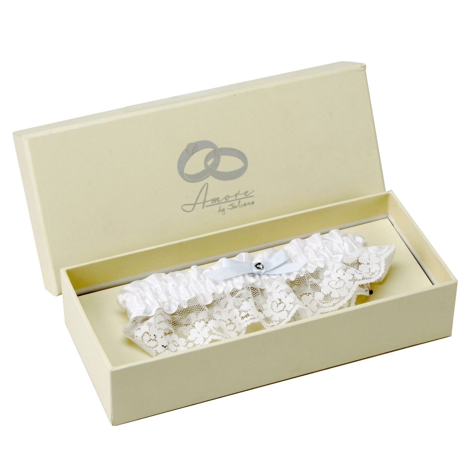Amore White Lace and Satin Wedding Garter Gift