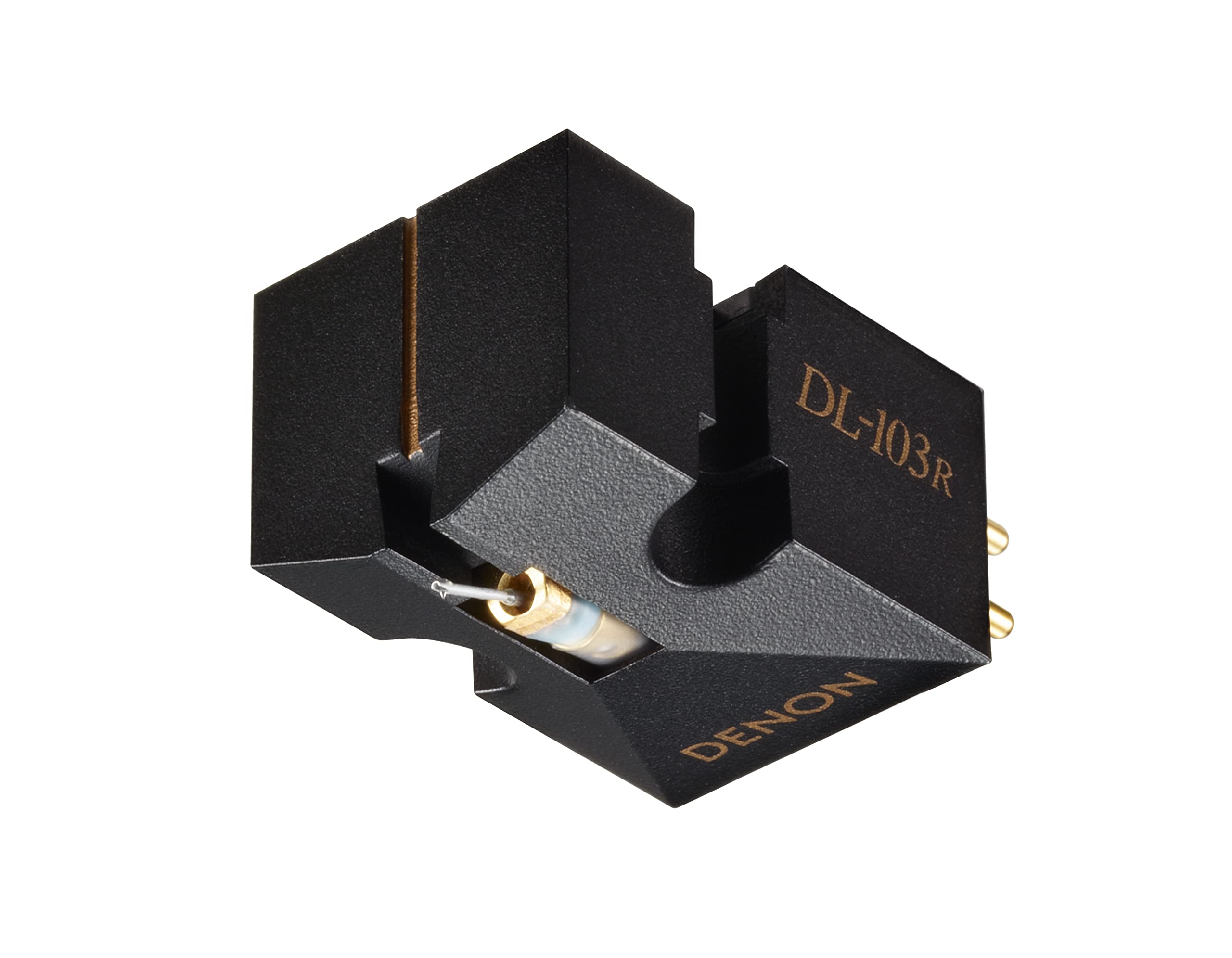 Denon DL-103R Moving Coil Turntable Cartridge, Including Record Player Needle/Stylus for Vinyl Player, 20Hz - 45,000Hz, 14 Ohms, 0.25mV Output - Black