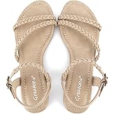 Greatonu Women’s Flat Sandals Slip On Summer Gladiator Open Toe Braided Slingback Shoes