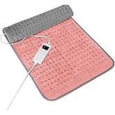Heating Pad for Period Cramps, Heating Pad for Back/Neck/Shoulder Muscle Pain, 6 Heating & 4 Timer Setting, Auto Shut Off, Moist Heat & Machine Washable, Pink Birthday Christmas Gifts for Women Mom
