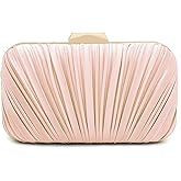 Crbeqabe Clutch Purses for Women Pleated Evening Bag Women's Purse for Wedding Party Prom with Detachable Chain
