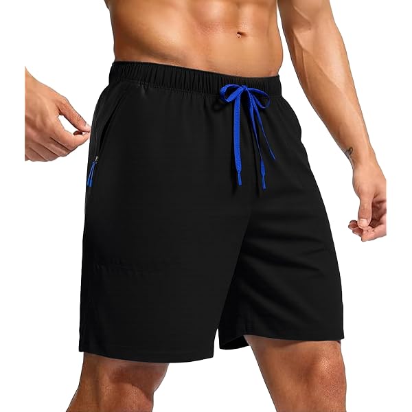 STICKON Men’s Shorts – Casual Elastic Waist With Drawstring & Zipper Pockets, Comfortable Summer Shorts
